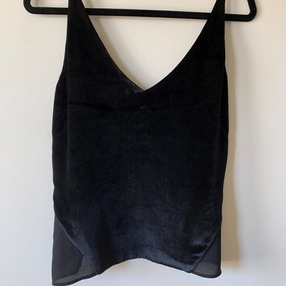 J Brand, NWT, crushed velvet cami, sheer back panel, Sz M, viscose and silk, NWT